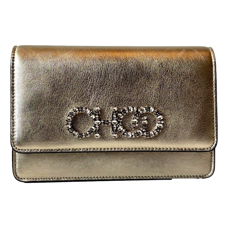 ★JIMMY CHOO★ KALINA crossbody【完売前に!】多色 Jimmy Choo Kalina Crossbody Clutch Bag Crystal Logo Metallic