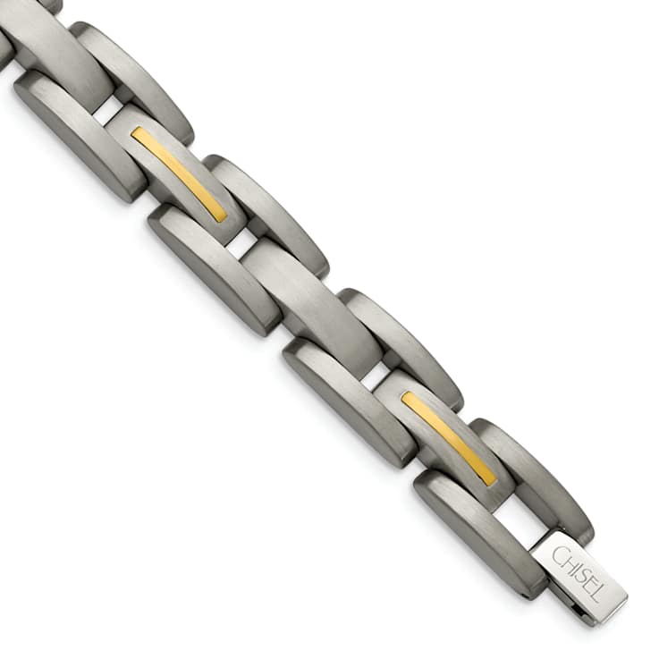 Titanium with 14k Inlay Brushed Bracelet