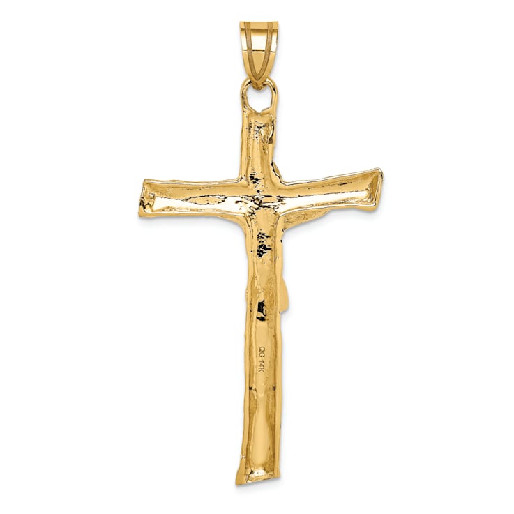 14k Yellow Gold Textured Crucifix Pendant