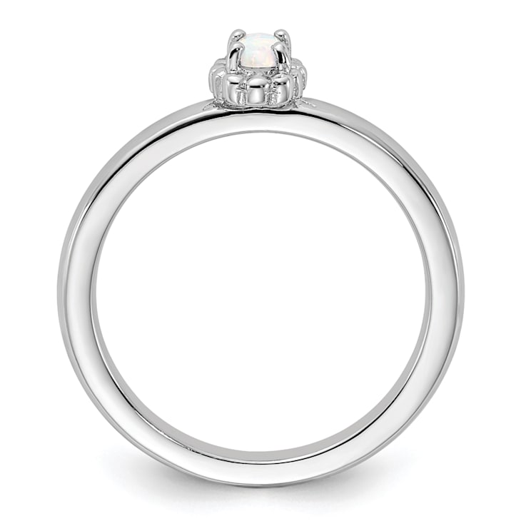 Sterling Silver Stackable Expressions Lab Created Opal Ring 0.09ctw