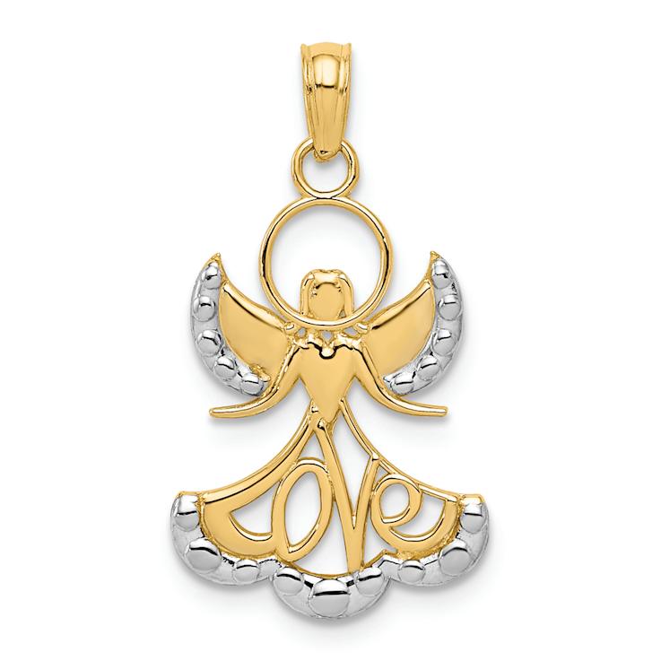 14K Two-tone Gold  LOVE Angel Pendant