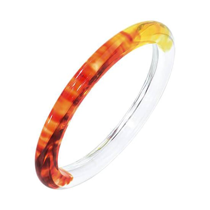 Acrylic Rave Slip On Bangle Bracelet in Red and Yellow Tie Dye