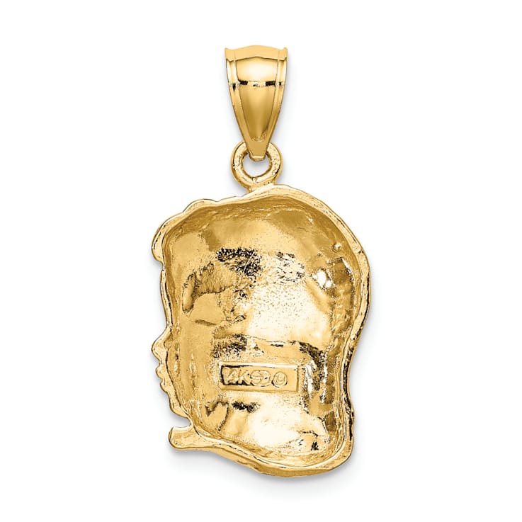 14k Yellow Gold Textured Girl Head pendant
