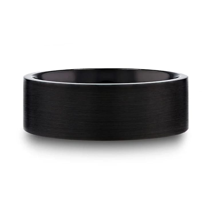 SAN BERNARDINO Brushed Finish Flat Black Titanium Men’s Wedding Band 8mm