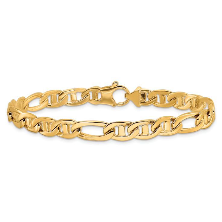 10k Yellow Gold 6.5mm Solid Hand-polished Flat Mariner Link Bracelet