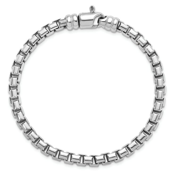 Rhodium Over Sterling Silver Polished 5.0mm Box 8 Inch Chain