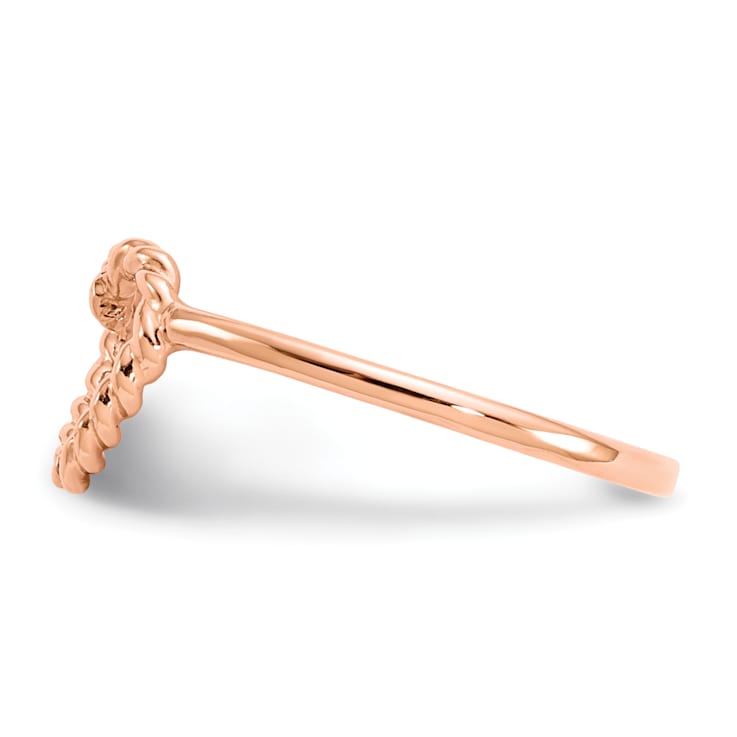 14K Rose Gold Polished and Textured Heart Ring
