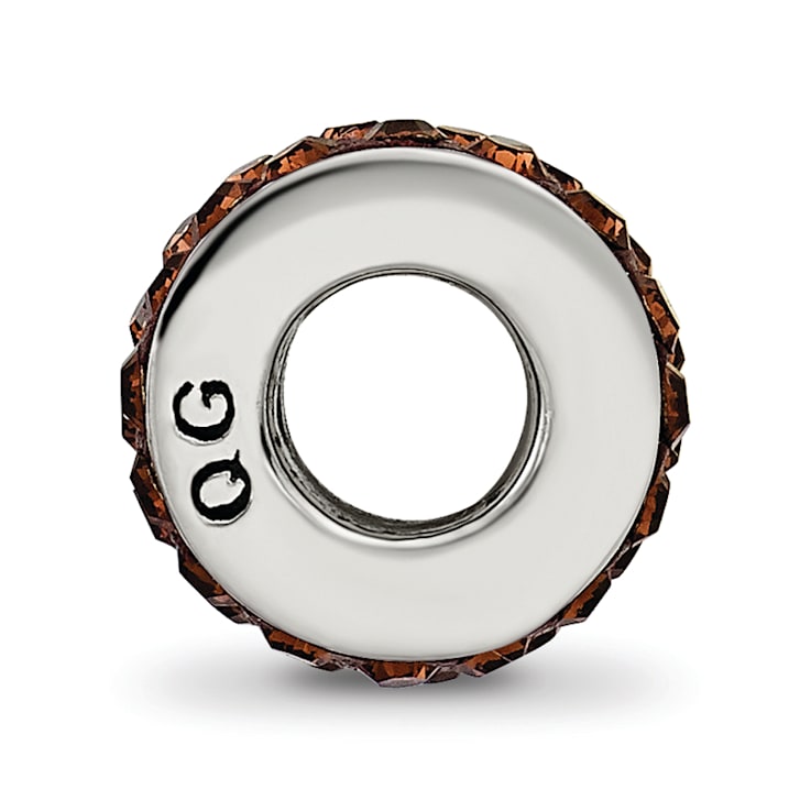 Sterling Silver Reflections Brown Double Row Preciosa Crystal Bead