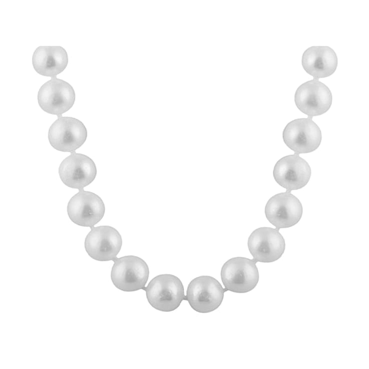 9-9.5mm White Cultured Freshwater Pearl Sterling Silver Strand Necklace