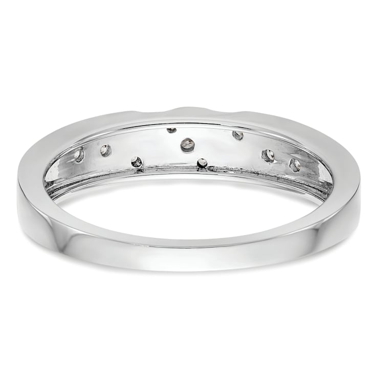 Rhodium Over 14K White Gold Diamond Trio Men's Wedding Band 0.14ctw