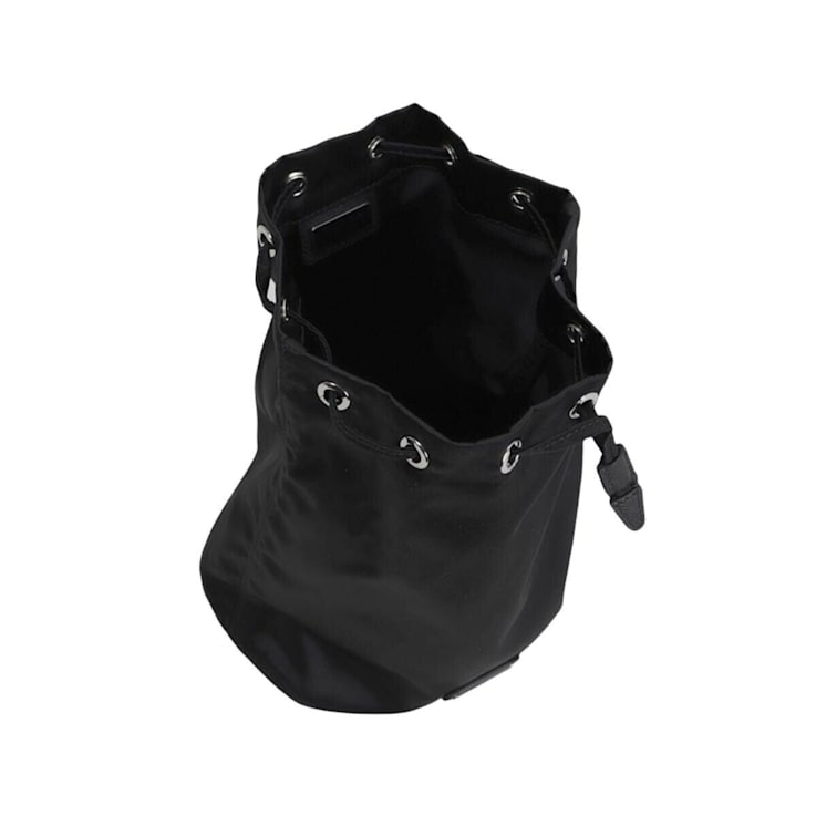 Prada Black Tessuto Nylon Triangle Logo Drawstring Bucket Bag 18783A
