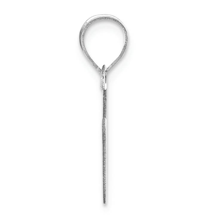 Rhodium Over 14k White Gold Polished Bubble Letter V Initial Pendant