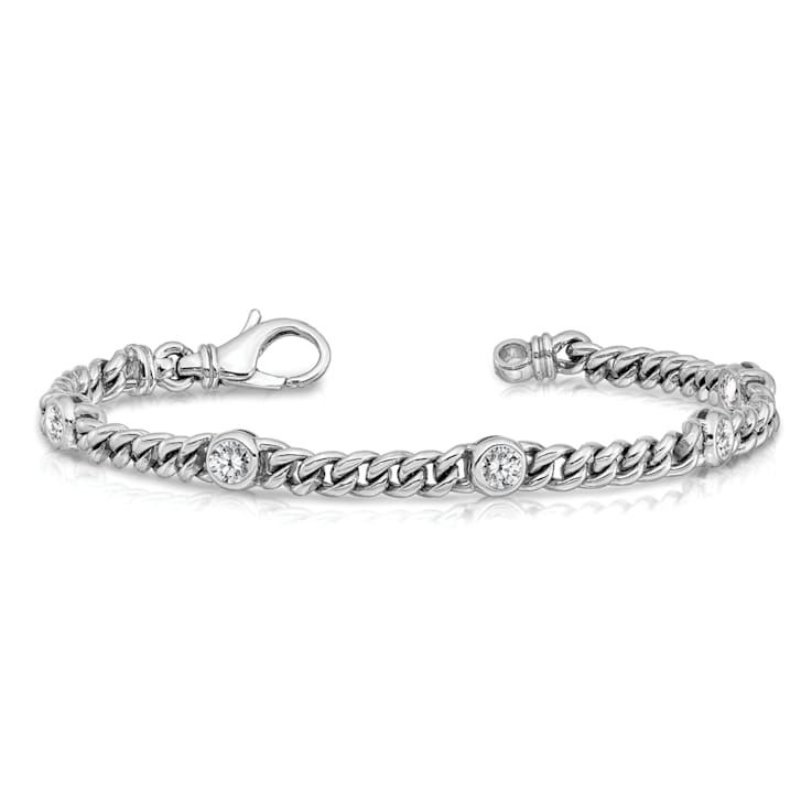 Rhodium Over 14k White Gold I1/G-H Diamond Fancy Bracelet 1ctw