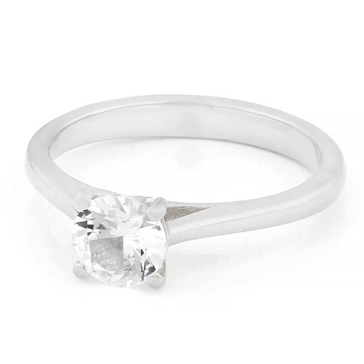 Lab-Created White Sapphire Solitaire Ring In Sterling Silver 1.01ct