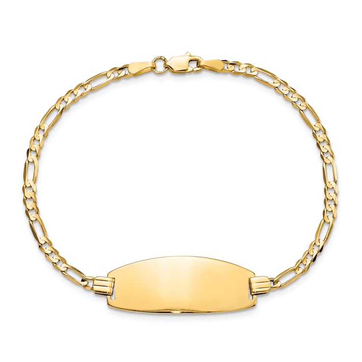 14k Yellow Gold Oval Figaro Link ID Bracelet