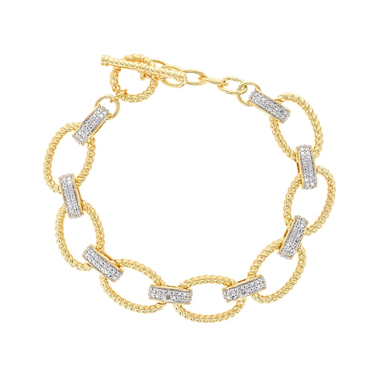 Diamond Station Link Bracelet With Rope Design