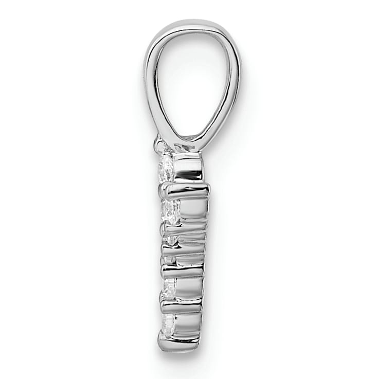 Rhodium Over 14K White Gold Lab Grown Diamond Letter Y Initial Pendant