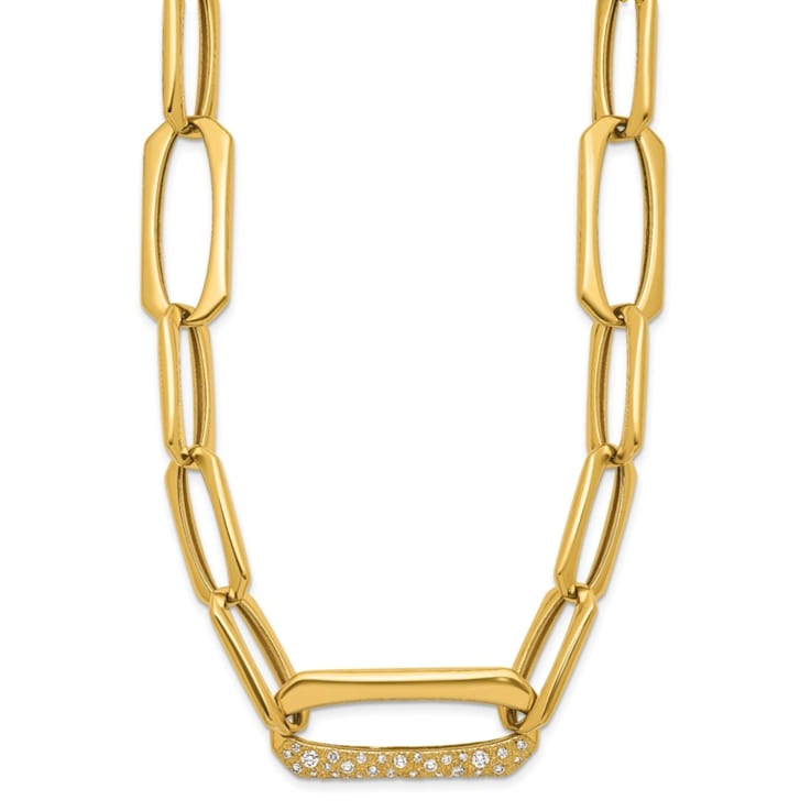 18K Yellow Gold Diamond Polished Fancy Link 18 Inch Necklace