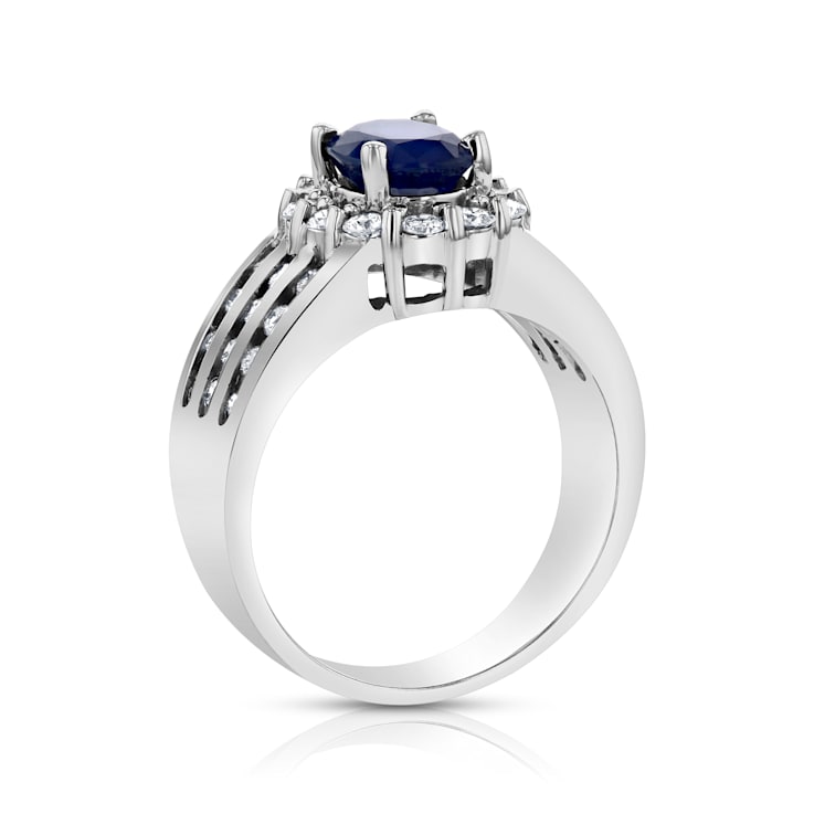 2.00ctw Sapphire and Diamonds Ring in 14k White Gold