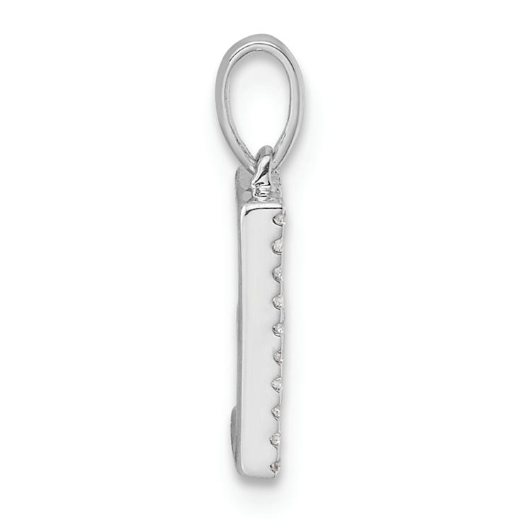 Rhodium Over 14k White Gold Diamond Letter E Initial Pendant