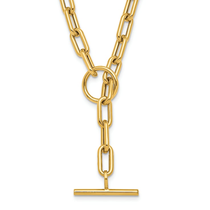 14K Yellow Gold Paperclip 18-inch Toggle Necklace