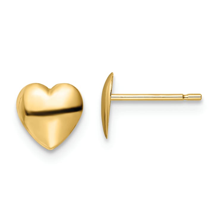 14k Yellow Gold Children's Polished 6.25mm Heart Stud Earrings