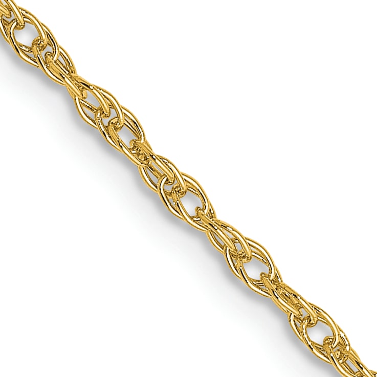 18K Yellow Gold 1.3mm Solid Baby Rope 20 Inch Chain