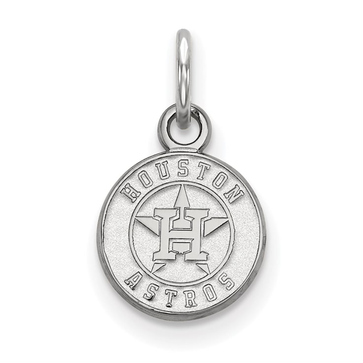 Rhodium Over Sterling Silver MLB Houston Astros LogoArt Circle Pendant