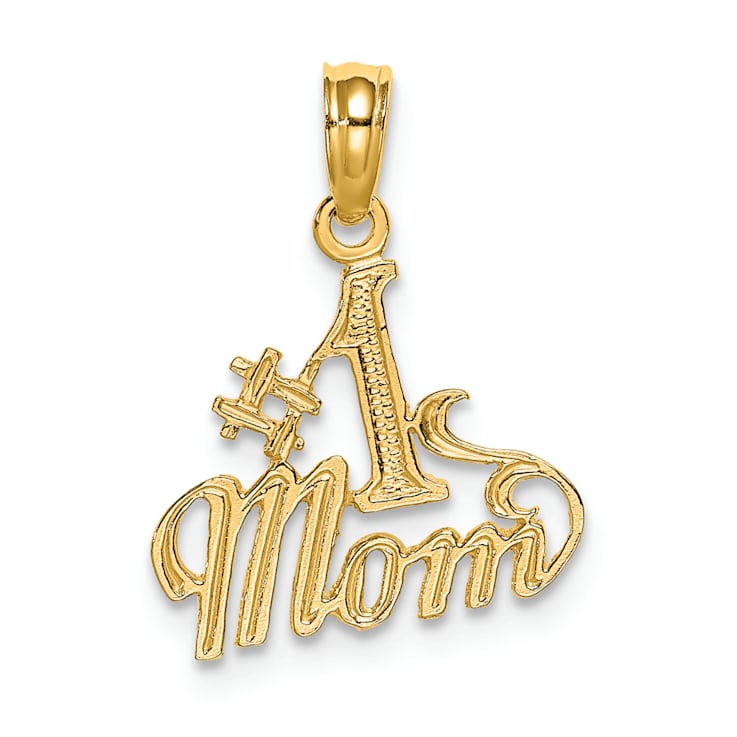 14K Yellow Gold Polished Number 1 MOM Pendant