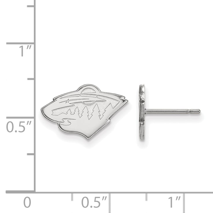 Rhodium Over Sterling Silver NHL Minnesota Wild LogoArt Extra Small Post Earrings