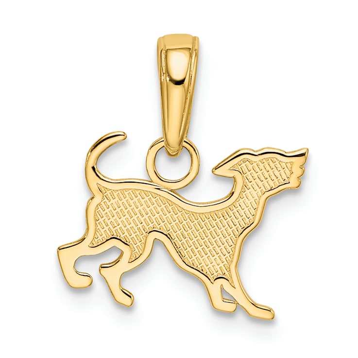 14K Yellow Gold Dog Pendant