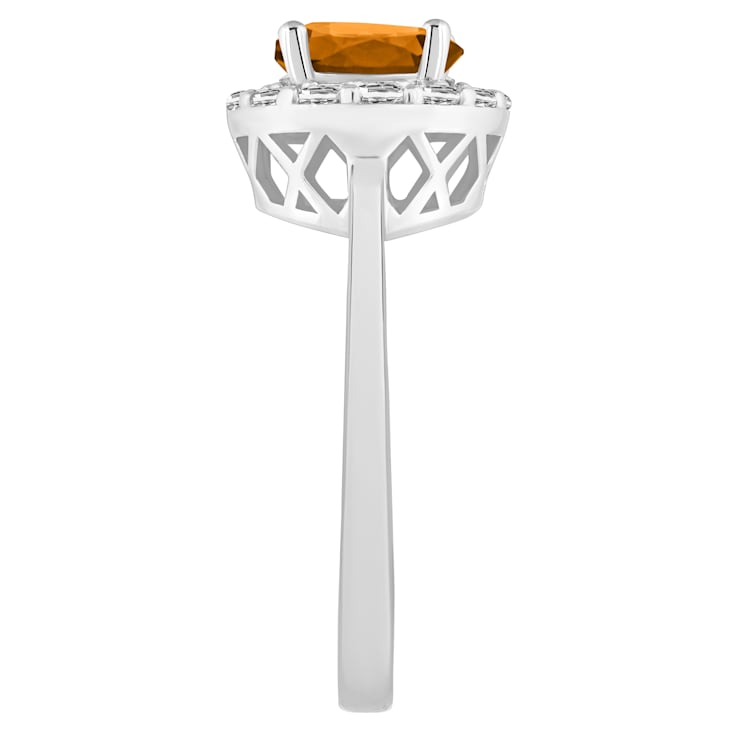 7mm Round Citrine And White Topaz Accents Rhodium Over Sterling Silver
Halo Ring