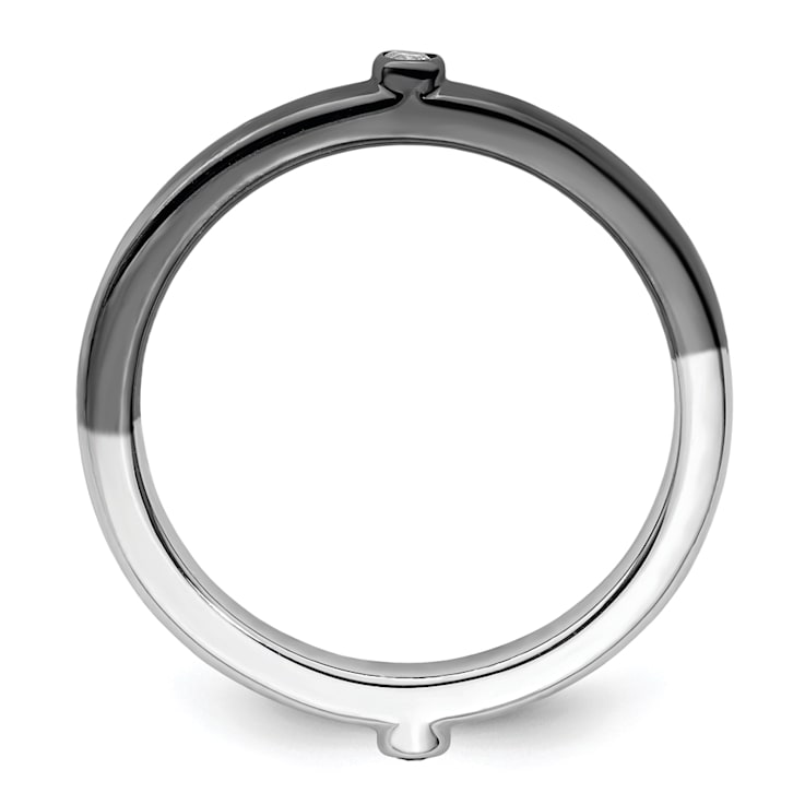 Sterling Silver Stackable Expressions Polished Half White and Black
Diamond Ring 0.044ctw