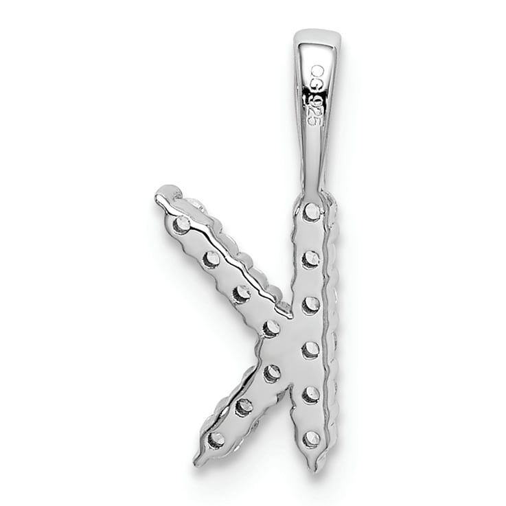 Rhodium Over 14K White Gold Lab Grown Diamond Letter K Initial Pendant