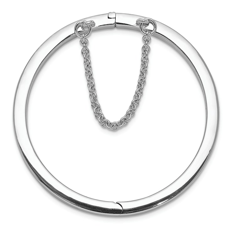 Rhodium Over Sterling Silver Polished 4mm with Safety Hinged Children's Bangle