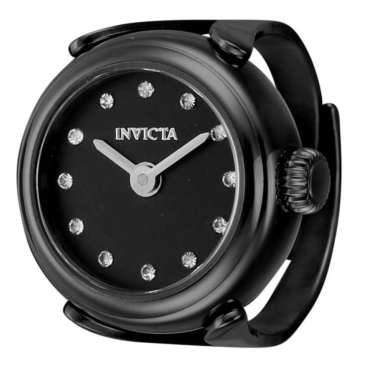 Invicta Women's Angel Mini 17.5mm Quartz Black Stainless Steel Black
Dial Ring Watch