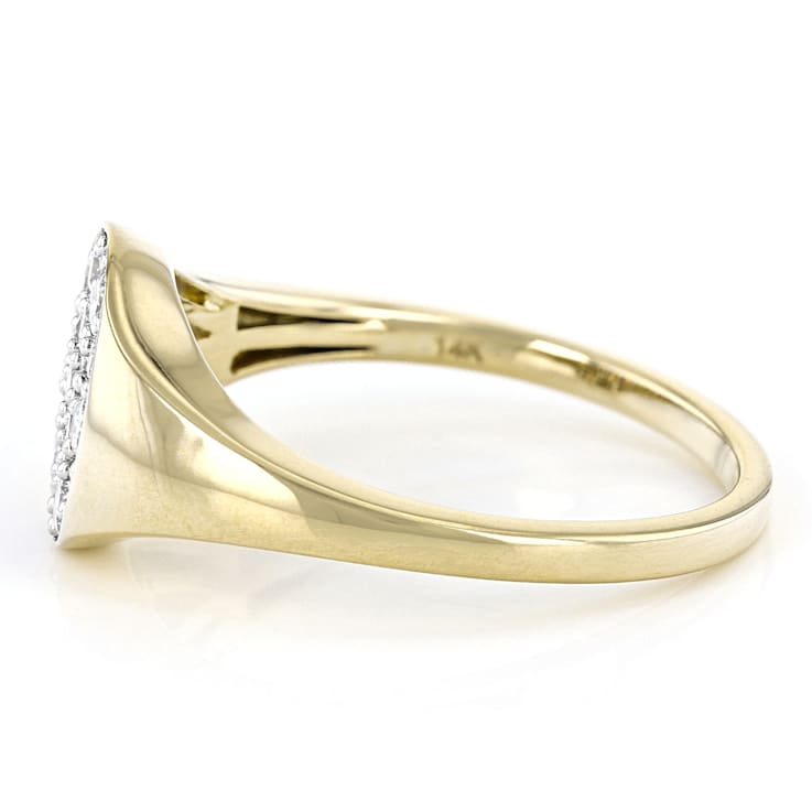 White Lab-Grown Diamond 14kt Yellow Gold Signet Ring 0.50ctw