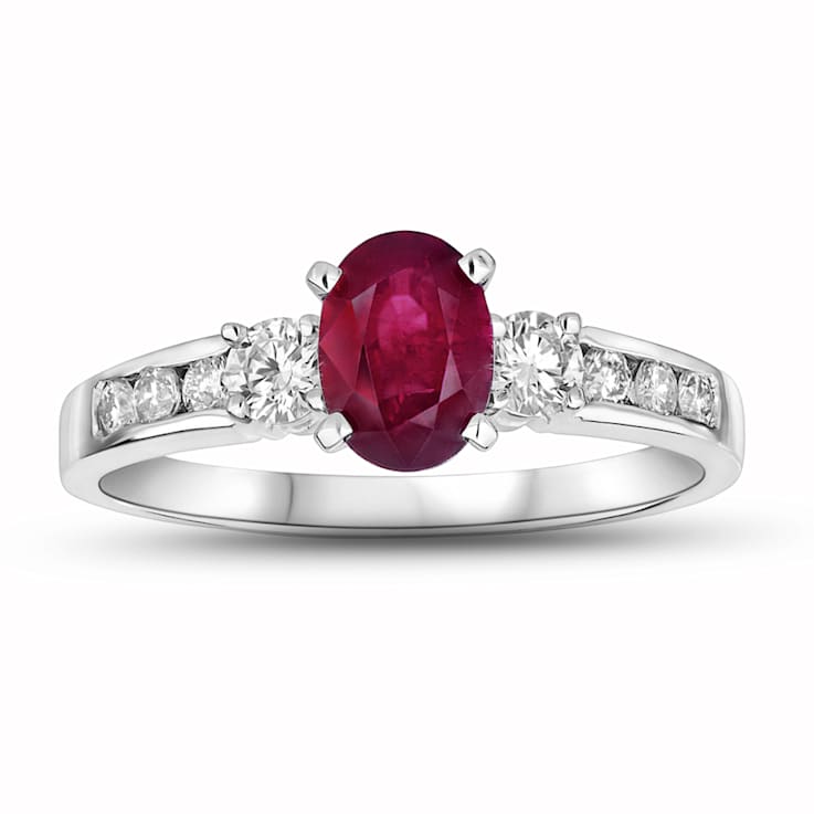 1.40ctw Ruby and Diamond Engagement Ring in 14k White Gold
