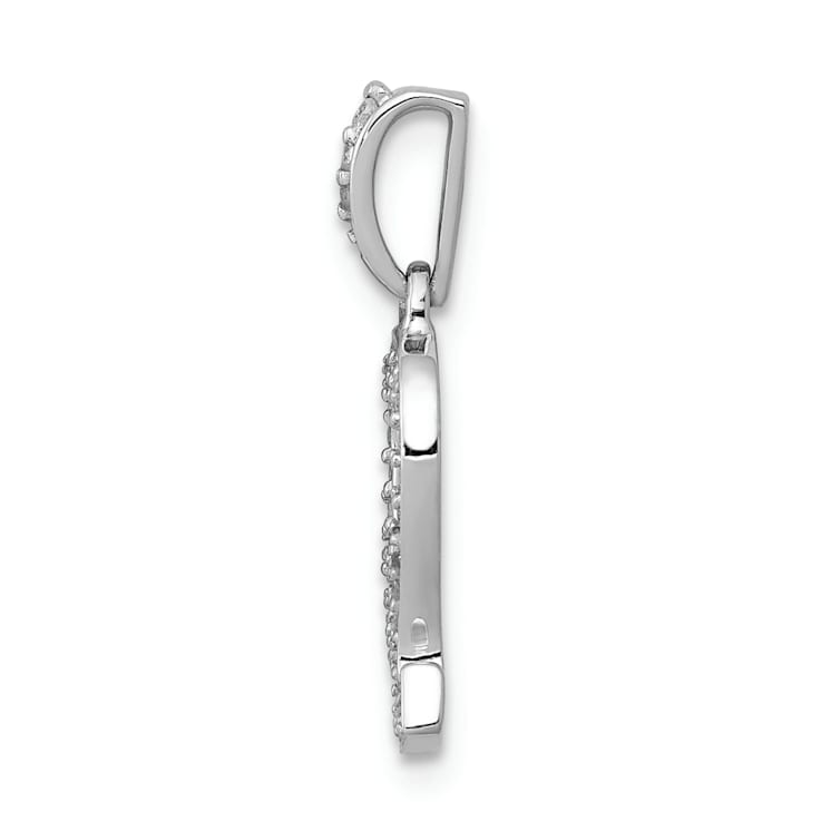 Rhodium Over 14K White Gold Diamond Leo Zodiac Pendant