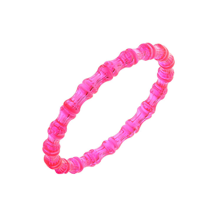 Pink Bamboo-Inspired Acrylic Slip-On Bangle