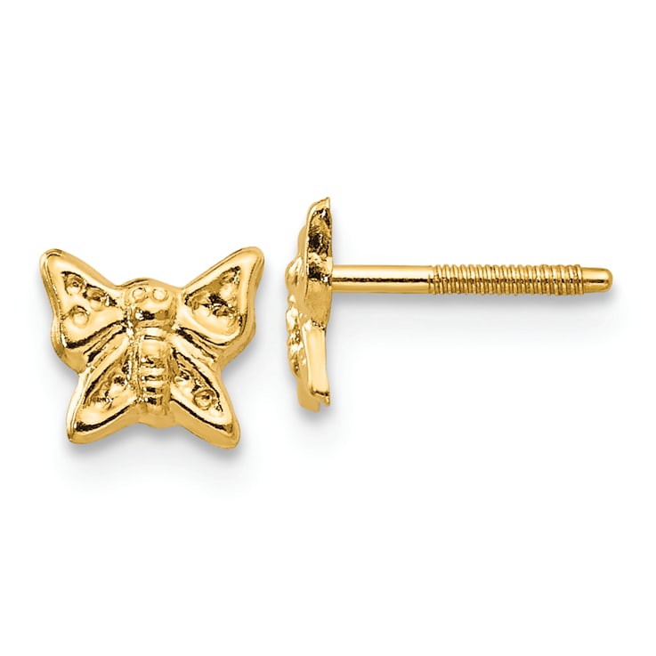 14K Yellow Gold Butterfly Screwback Earrings