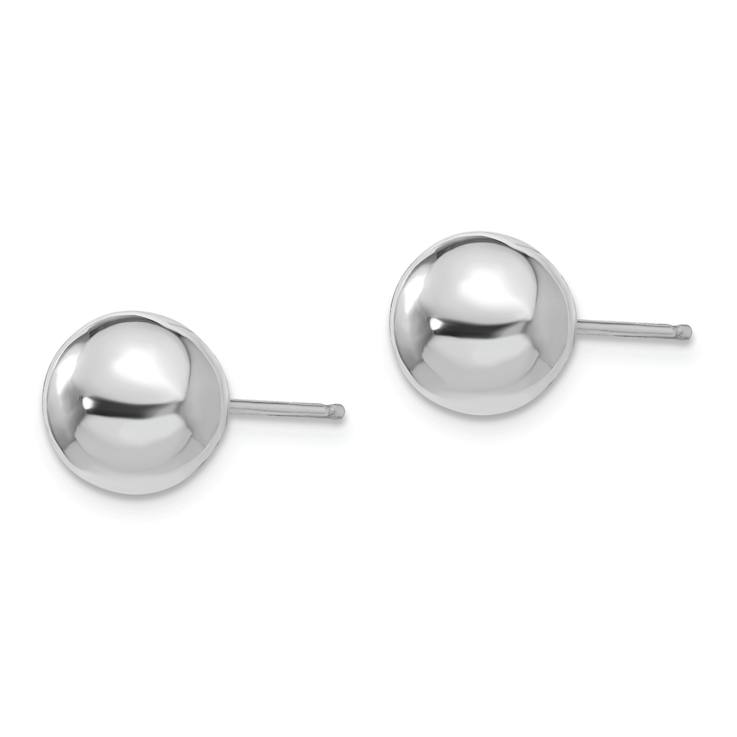 Rhodium Over 14k White Gold Polished 8mm Ball Stud Earrings