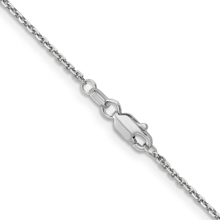 Rhodium Over 14k White Gold 1.4mm Solid Diamond-Cut Round Open Link
Cable 14 Inch Chain