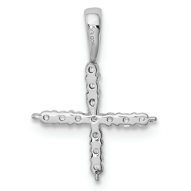 Rhodium Over 14K White Gold Lab Grown Diamond Letter X Initial Pendant