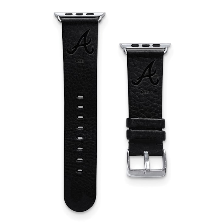 Gametime MLB Atlanta Braves Black Leather Apple Watch Band (38/40mm
S/M). Watch not included.