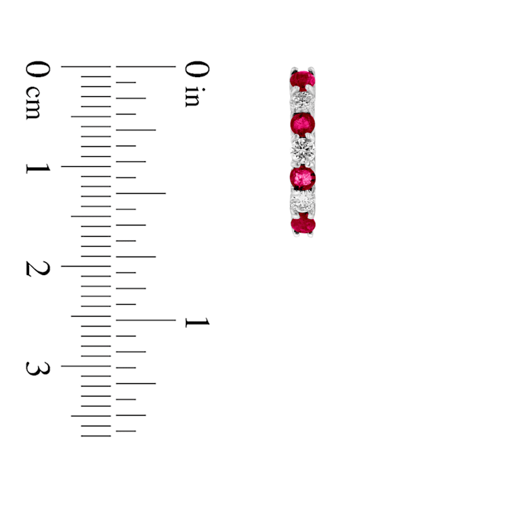 1.15ctw Ruby and Diamond Hoop Earrings in 14k White Gold