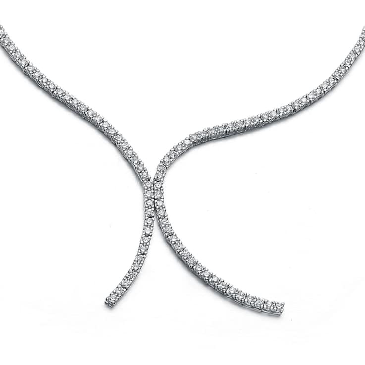 CZ Double-Row Tennis Necklace In Sterling Silver