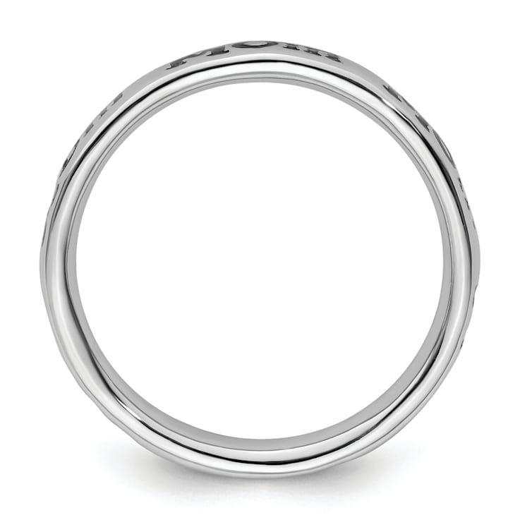 Sterling Silver Stackable Expressions Polished Enameled Mom Ring