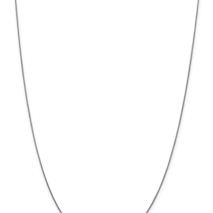 Rhodium Over 18K White Gold 1mm Solid Diamond-Cut Spiga 16 Inch Chain