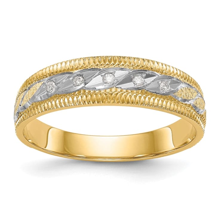 14K Yellow Gold AA Quality Mens Wedding Band 0.09ctw